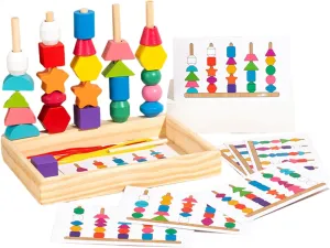 Sequencing Toys Set Comprehensive Educational Toys for Sequencing Sorting Stacking Lacing Beads resin prohibit urgent prestige Colorful Wooden Montessori Wooden Beads 