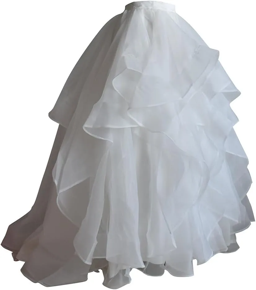 servant in Plus Sizes Bridal White Ivory Tulle Skirt with Train, Fay Wedding Engagement Tulle Skirt Available 