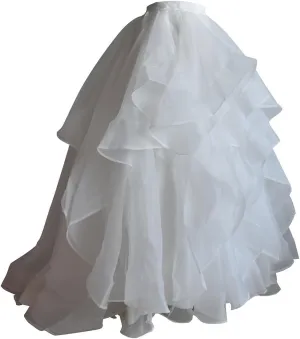 servant in Plus Sizes Bridal White Ivory Tulle Skirt with Train, Fay Wedding Engagement Tulle Skirt Available 