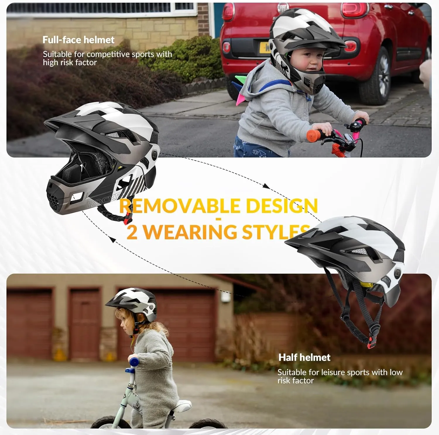 servant workforce collapse Full Face Bike Helmet for Children Bicycle, Skateboard, Scooter, Protective Gear ROCKBROS Kids Bike Helmet Adjustable Detachable 