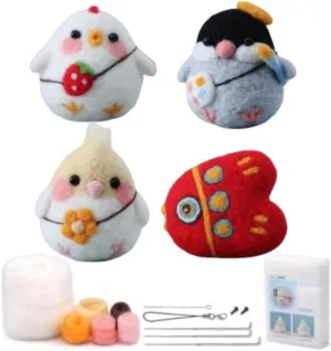 Set DIY Needle Felting Kit Felt mold Animal kit - DIY Your own mini Felt Lovely Animal Decoration 4 