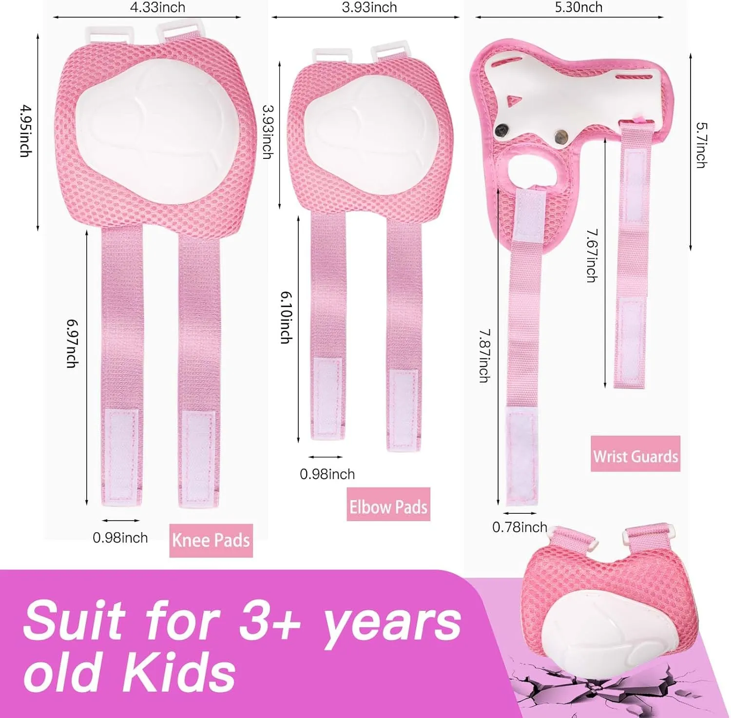 Set Knee Elbow Wrist Pads soundly for Toddler Age 3-14 Boys Girls, Bike Skateboard Hoverboard Scooter Rollerblading Helmet Set Kids Adjustable Helmet, with Sports Protective Gear 