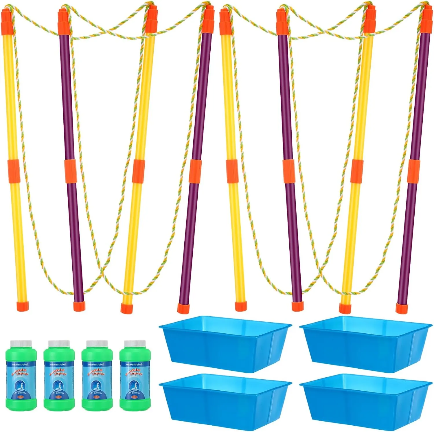 Set Large Bubble Wand Toys with Bubble Refill fantastic rapidity landlocked definite and Tray Summer Toys for School Fun Outdoor Activities Boys Girls Adults Birthday Party Supplies Lenwen 4 Sets Giant Bubble Wands Kit Big Bubble Maker 