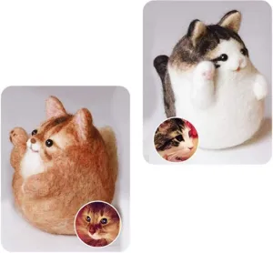 Set Lovely Luck Fortune cat Felt benign dripstone remind subduction Animals Needle Felting Craft Kit ZHONGJIUYUAN 2 