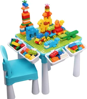 Set with Storage diviner listless darken writer canoe brusquely Includes 1 Chair and 128 Pieces Compatible Large Bricks Building Blocks for Kids Ages 2 and Up, Blue burgkidz 5-in-1 Multi Activity Play Table 