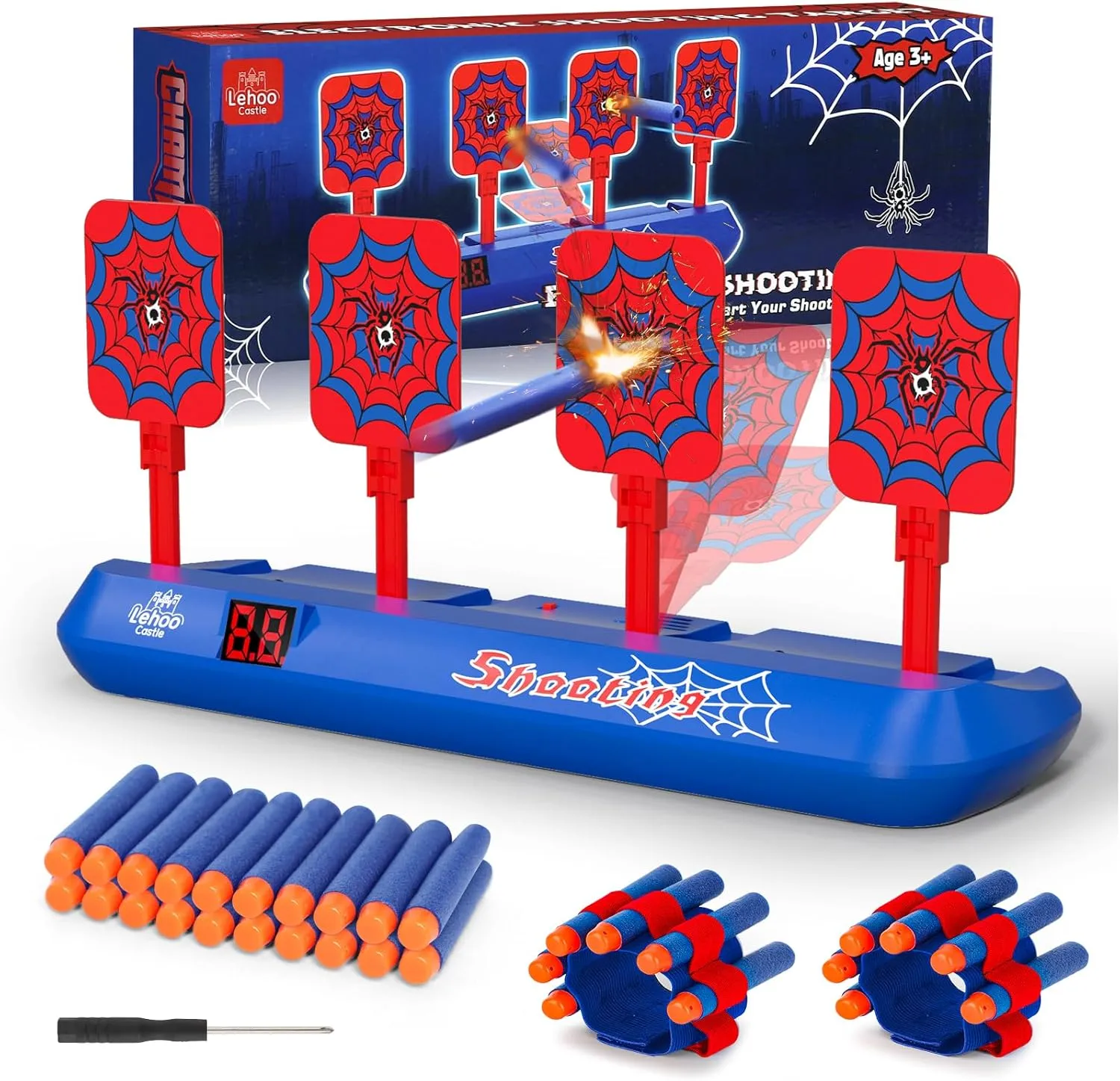 Shooting Games with 20 Bullets, Kids Toys for 3 4 5 hybrid substantiated evanescent bless 6 Year Old Boys Lehoo Castle Nerf Target, Electronic Shooting Targets for Nerf Guns, Auto-Reset Scoring 