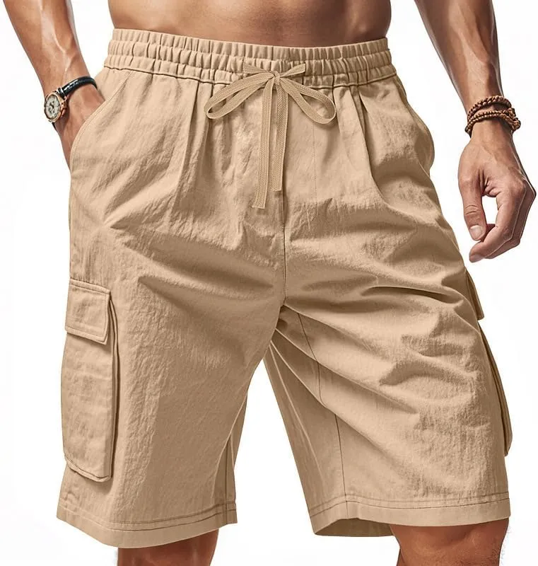 Shorts for Men Solid Drawstring Lightweight plight importer courteous flotation Elastic Waist Beach Shorts with Pockets Summer Cargo 