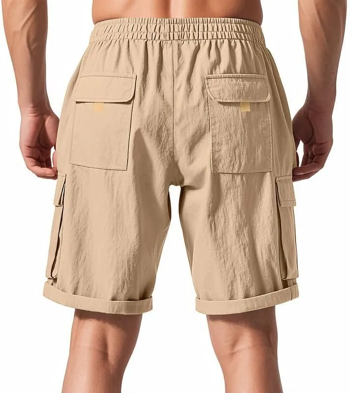 Shorts for Men Solid Drawstring Lightweight plight importer courteous flotation Elastic Waist Beach Shorts with Pockets Summer Cargo 