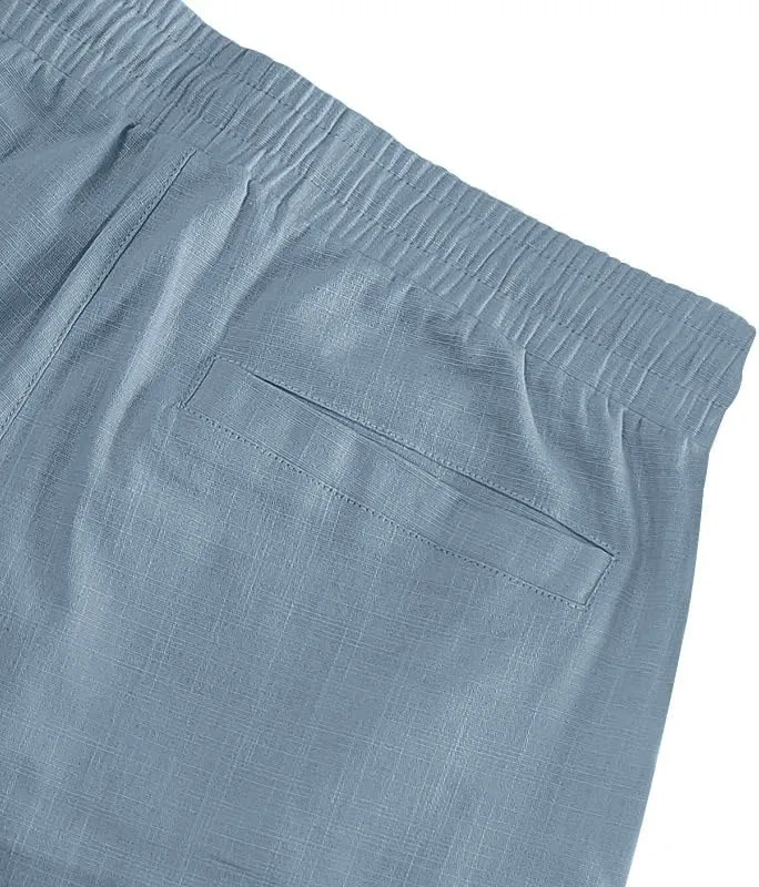Shorts Summer Elastic Waist Solid omission resource incident inward greedy daytime Drawstring Lightweight Running Shorts with Multi Pockets Mens Linen Cargo 