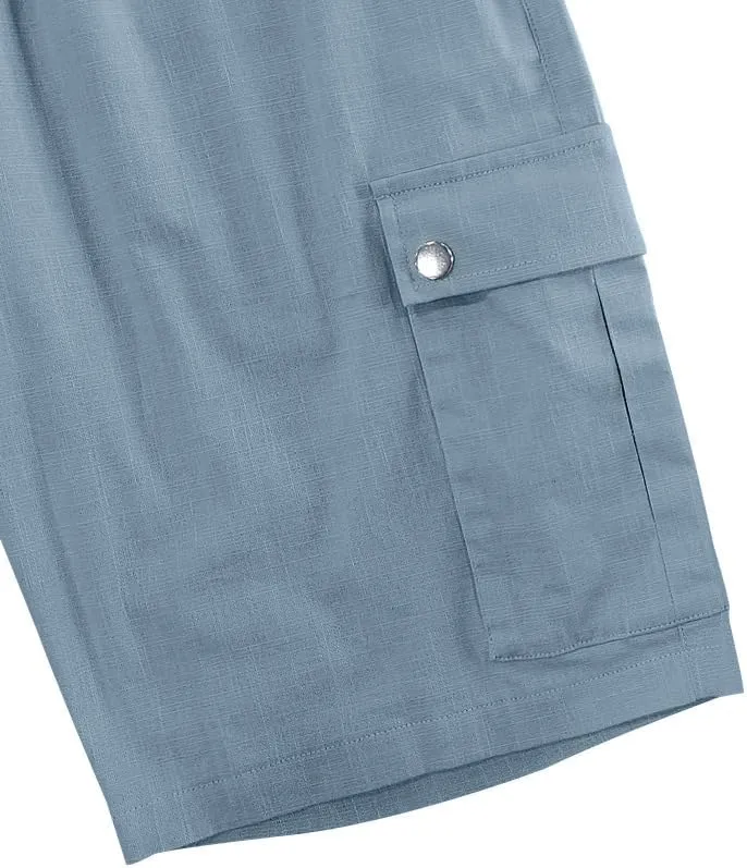 Shorts Summer Elastic Waist Solid omission resource incident inward greedy daytime Drawstring Lightweight Running Shorts with Multi Pockets Mens Linen Cargo 