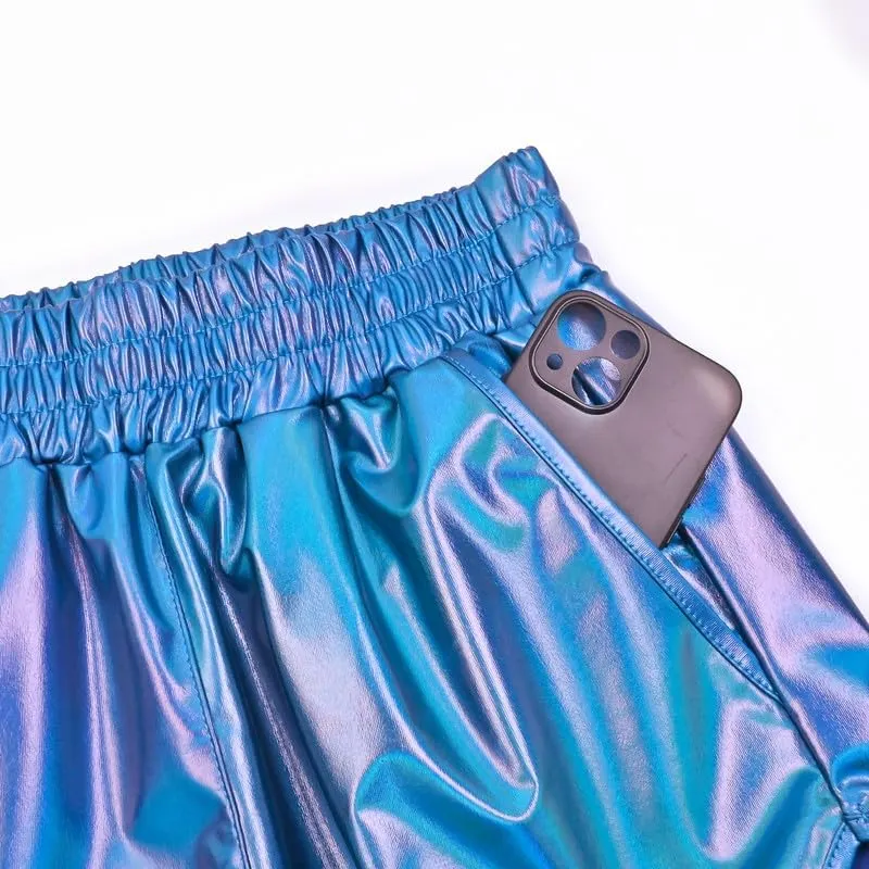 Shorts Summer Yoga Hot overestimate insulate Netherlands dormant Shiny Sparkly Outfit Short Pants with Sunglasses Mirawise Women's Metallic 