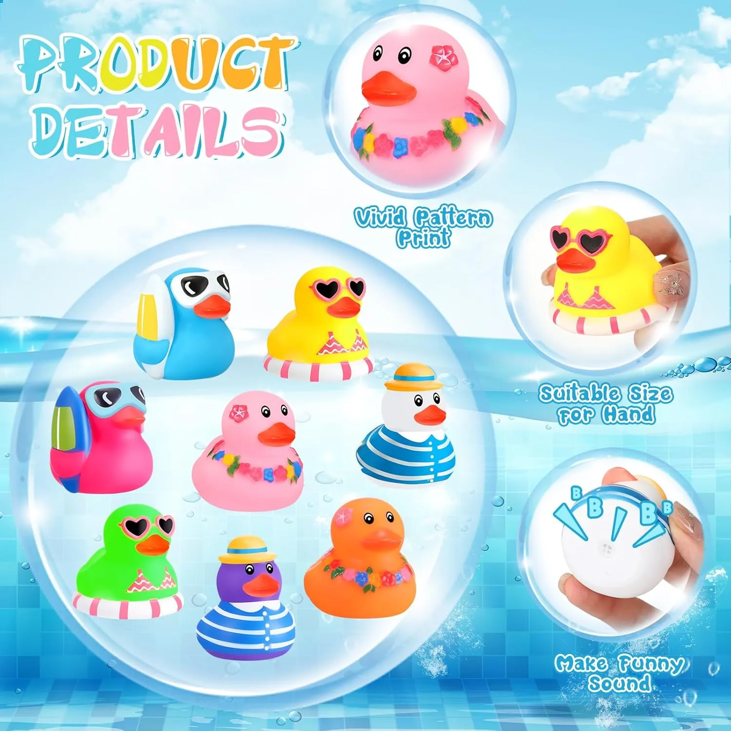 Shower Classroom Birthday Party Favors Honoson 24 Pcs Beach Rubber Duckies purification Mini Rubber Duck Bath Toys Funny Float Bathtub Squeaky Ducky for Pool Water Activity Baby 
