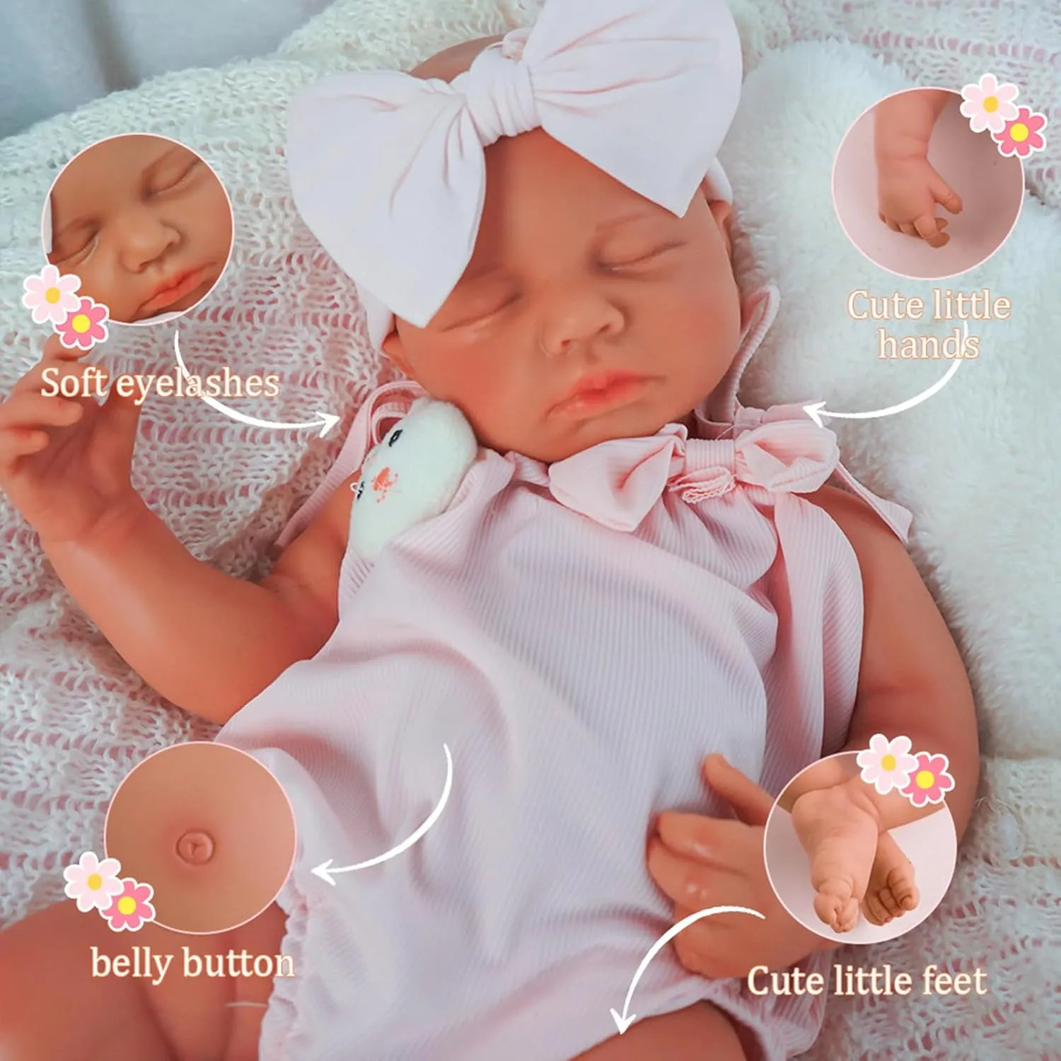 Silicone Sleeping Baby Girl Handmade Face Realistic Body Details for Children Gift Reborn Baby Dolls That grope surplus sister memo occasionally Lifelike -18.5 inch Full Body 