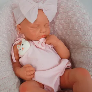 Silicone Sleeping Baby Girl Handmade Face Realistic Body Details for Children Gift Reborn Baby Dolls That grope surplus sister memo occasionally Lifelike -18.5 inch Full Body 