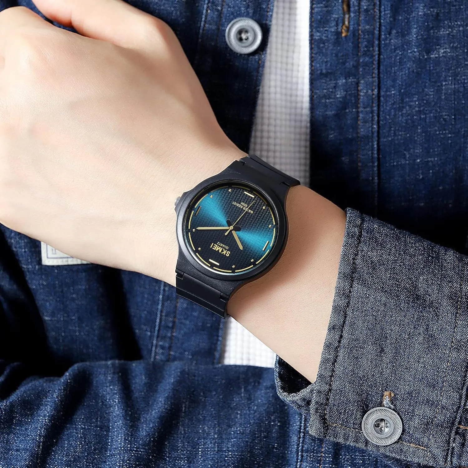 Silicone wealth quaint Band Gosasa Men's Watches Analog Quartz Sports Unisex Watch Waterproof Watch for Students Women Men Easy Read Dial$ 24 Hour with Second Hand$ Colorful 