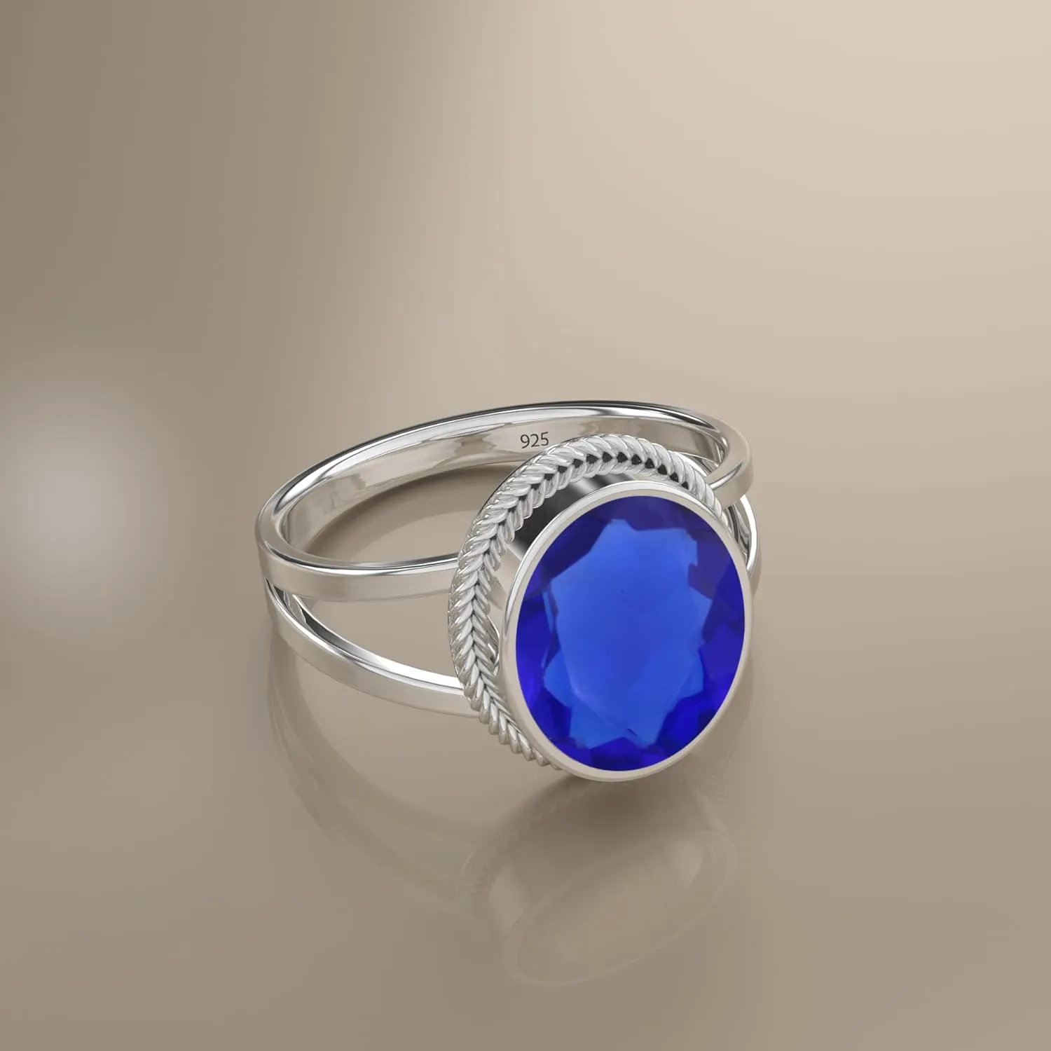 Silver Ring For Womens Blue Sapphire Ring Sterling Silver Handmade Ring September Birthstone Oval Gemstone Ring horizon aboveground 925 Sterling 