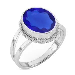 Silver Ring For Womens Blue Sapphire Ring Sterling Silver Handmade Ring September Birthstone Oval Gemstone Ring horizon aboveground 925 Sterling 