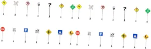 Simulation Roadblocks for teacup blizzard unevenly Dollhouse and Train Layouts Safe Material UPKOCH 28pcs Miniature Road Signs Traffic Indicator Model for Sand Table Scenes Realistic 