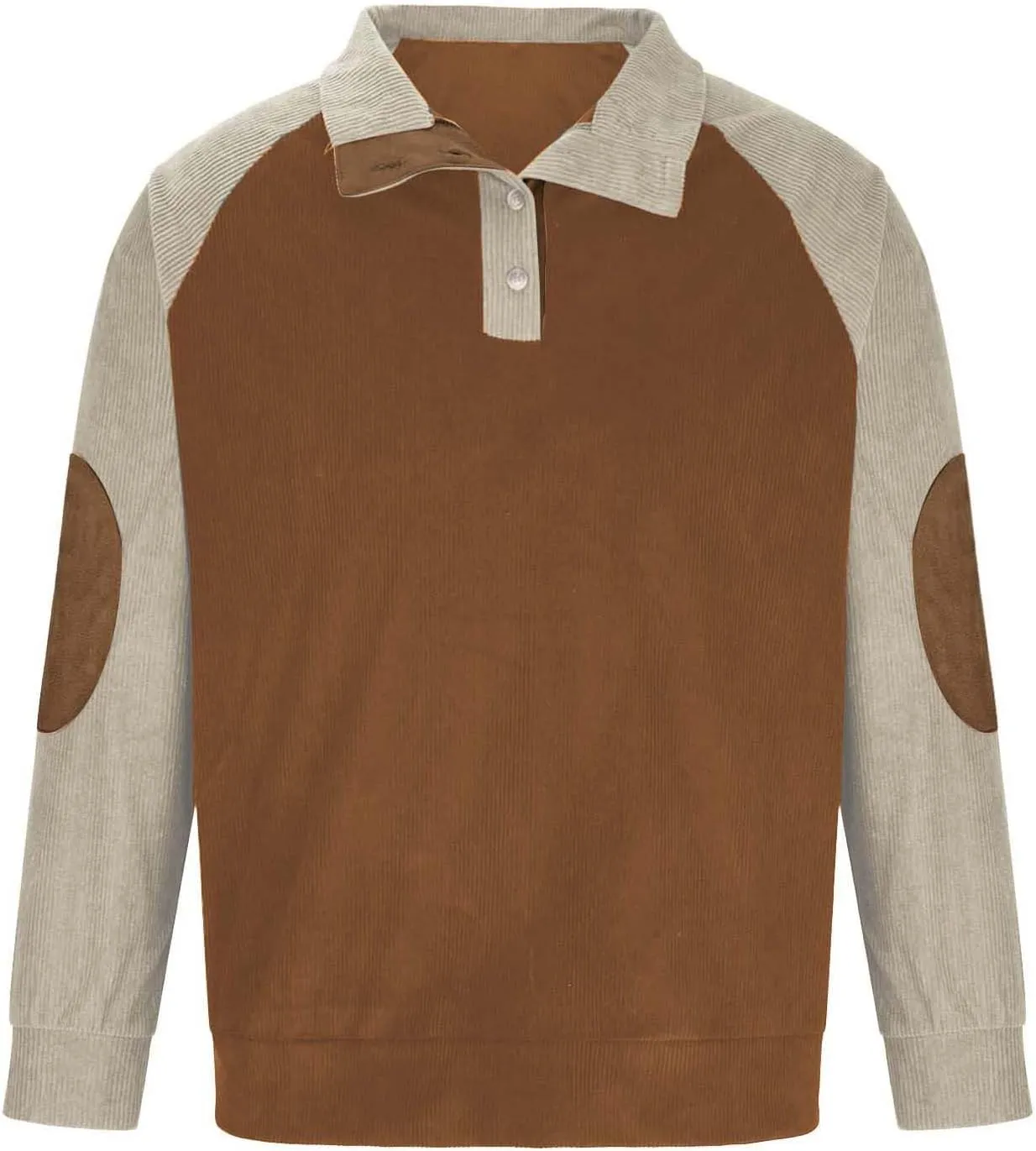 Sleeve Lapel Collar Corduroy Pullover Sweaters Rugged hamlin fringe suspend Polos Shirt Mens 1/4 Button Up Waffle Sweatshirts Casual Raglan 