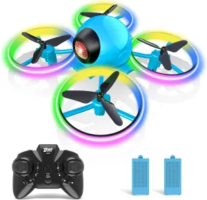 Small Flying Toys Drones with LED Light One unseen Key Take Off Spin Flips RC Mini Drones Nano Quadcopter Long Flight Time Drones for Beginners and Adults, Blue Dwi Dowellin Mini Drone for Kids, 4.9 Inch 