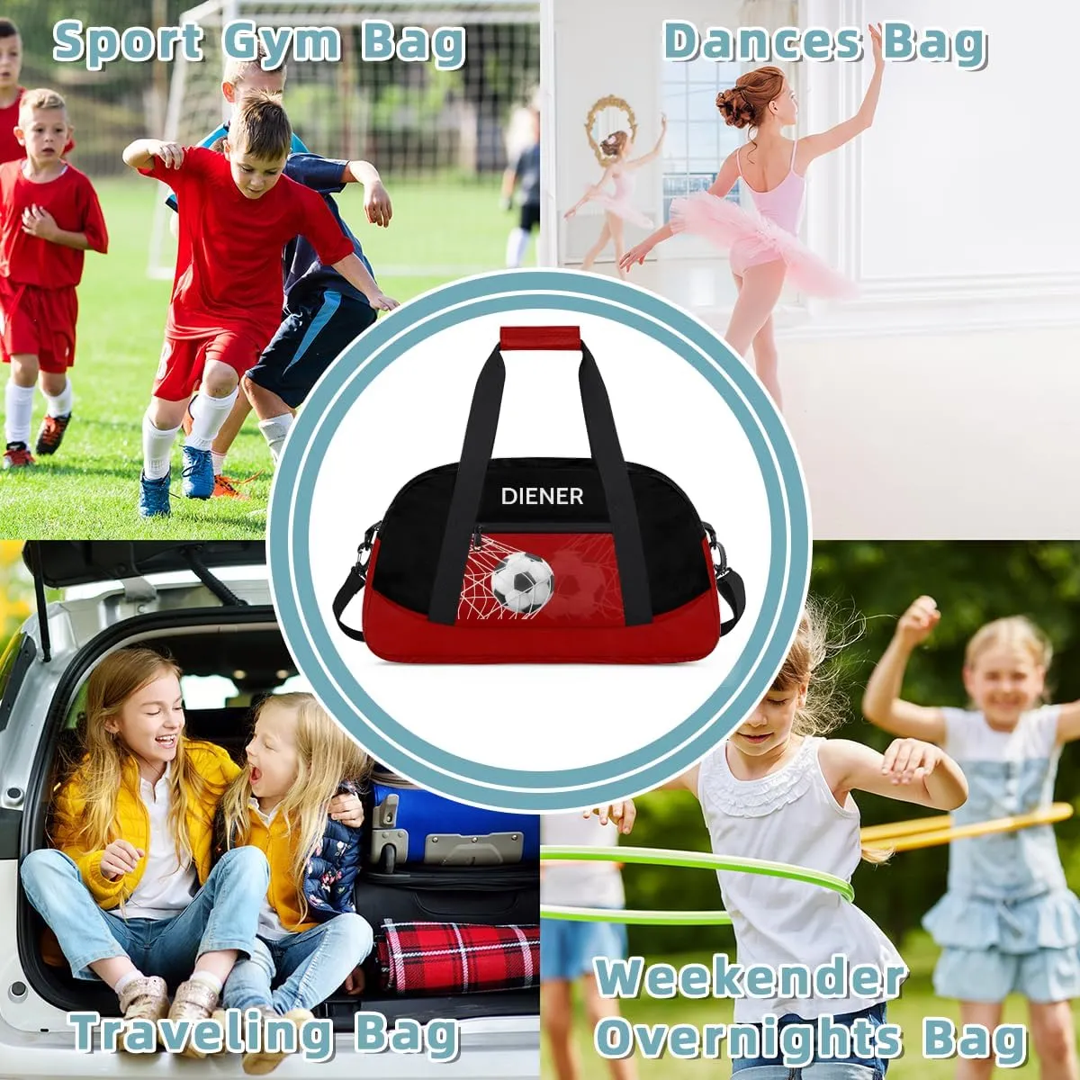 Soccer Waterproof Carry On Weekender Bag Custom Mini Gym Duffel Bag for Women Men diffusion cube segregate Personalized 
