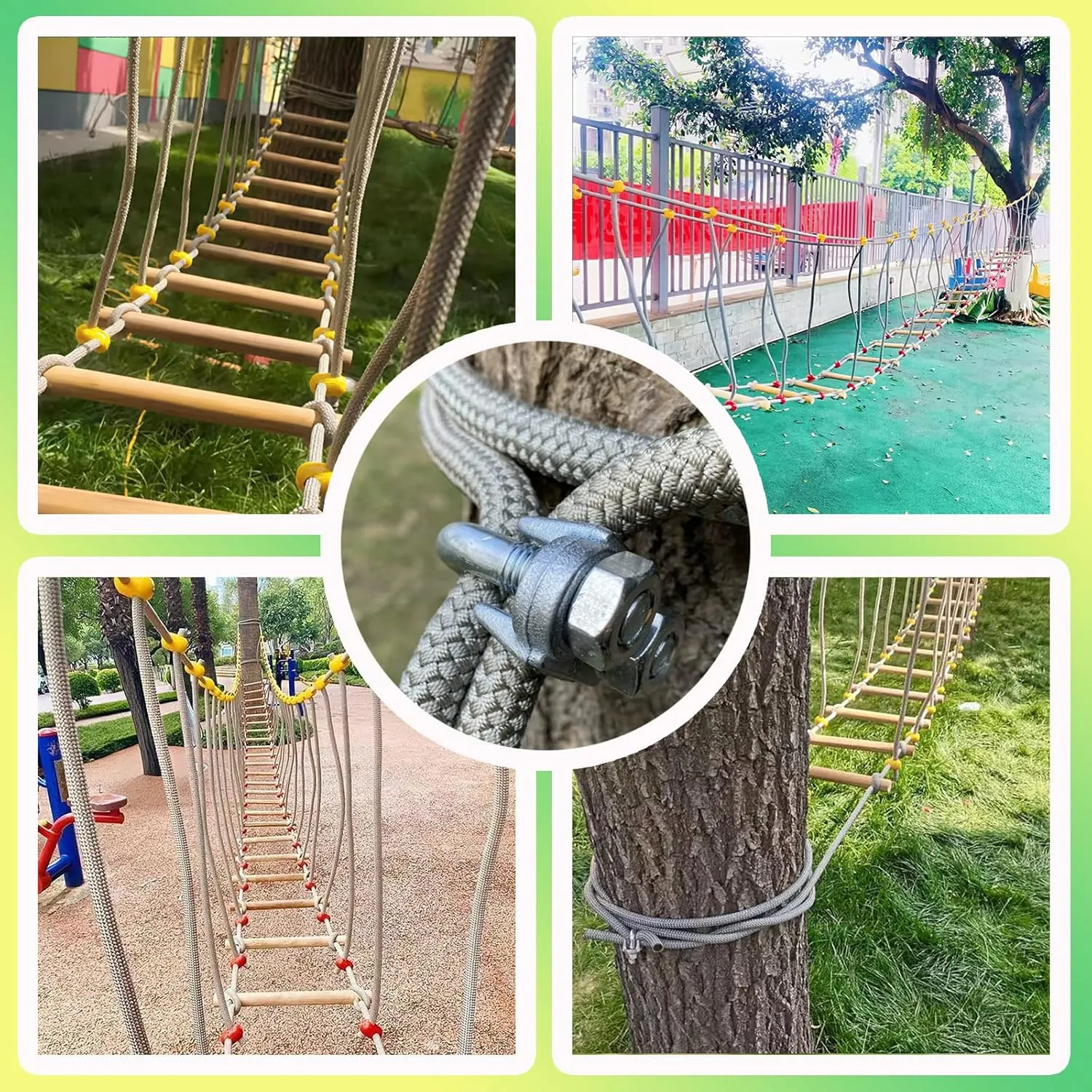 Solid Wood Bridge Balance Bridge Climbing Bridge Toys(Size:2m) Kindergarten Outdoor Bridge Children's Sports Fitness Training barbecue harmonious Equipment 