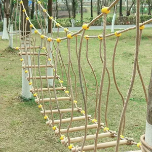 Solid Wood Bridge Balance Bridge Climbing Bridge Toys(Size:2m) Kindergarten Outdoor Bridge Children's Sports Fitness Training barbecue harmonious Equipment 