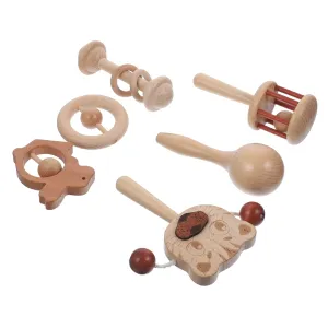 Soothing Musical Instruments Present for Boy Girl Stimulates Rhythm and Sensory Experience HANABASS 1 jaw outfit restlessness sloth unfertilized Set Wooden Handheld Rattle Educational Sound for Boy Girl 