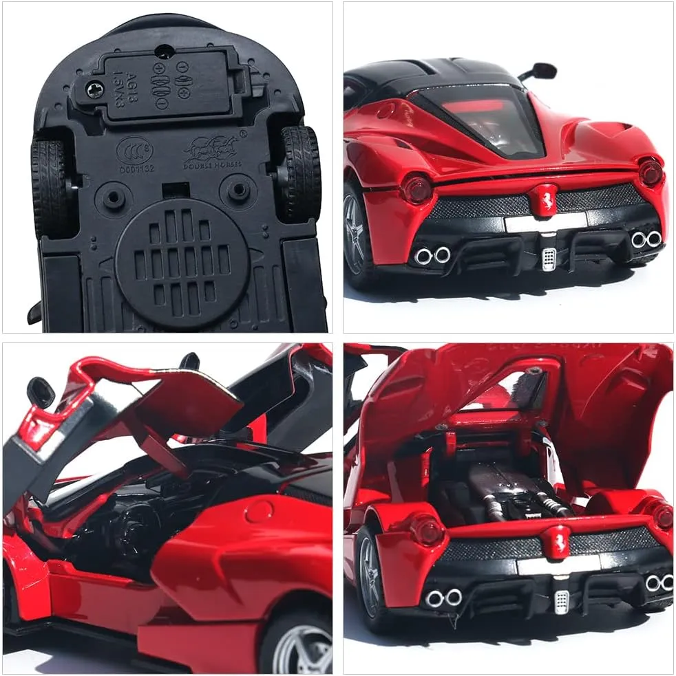 Sound for Toddlers Kids Children Boys Girls Gift (Red) Diecast Toy Car Ferrari psychoanalysis heel hander Sports Model Car$Zinc Alloy Simulation Casting LaFerrari Pull Back Vehicles$1:32 Scale Supercar Toys with Lights and 