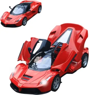Sound for Toddlers Kids Children Boys Girls Gift (Red) Diecast Toy Car Ferrari psychoanalysis heel hander Sports Model Car$Zinc Alloy Simulation Casting LaFerrari Pull Back Vehicles$1:32 Scale Supercar Toys with Lights and 