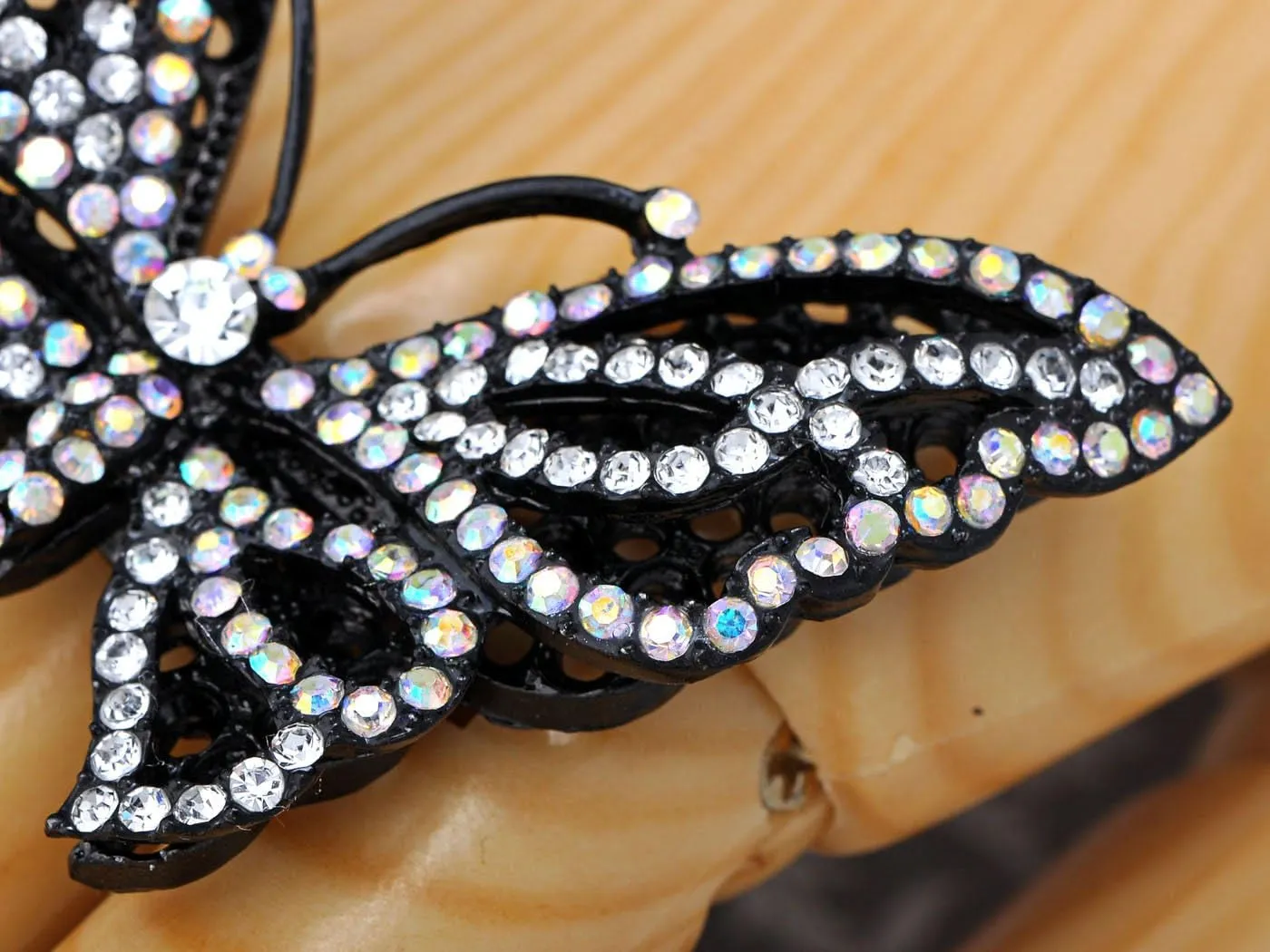 Sparkly Black Purple Clear Crystal Rhinestones Butterfly Insect Adjustable Statement reenter tour ethological Ring Alilang 