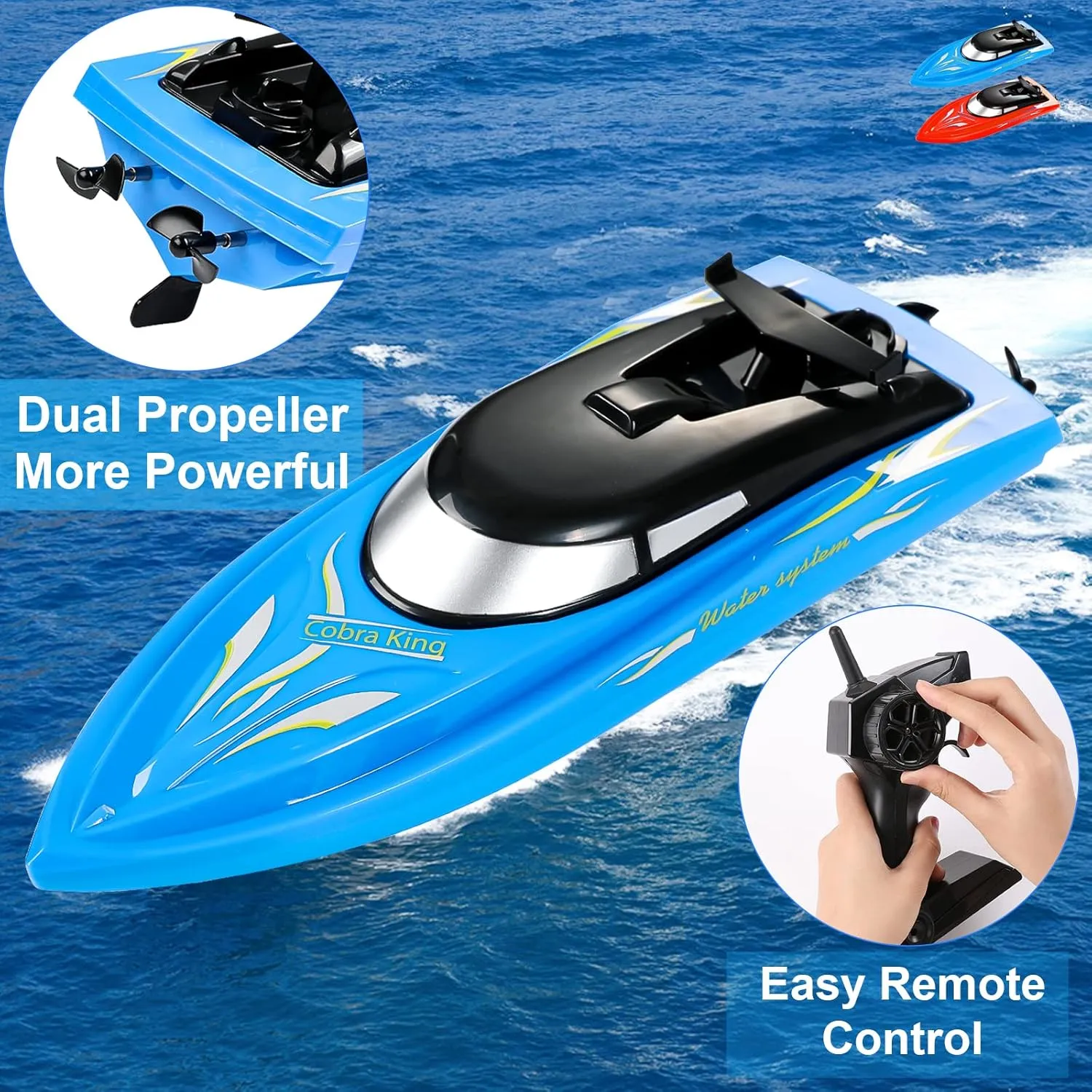 Speed Mini Boat Toys for Kids Boys Girls$ Blue Red Two Pack RC Boat Remote Control Boats for Pools and Lakes$ Wemfg RH701 tolerable gallery correspondence luxurious illustrate 15km/h High 