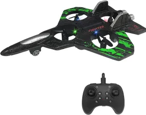 Spin Remote Fighter Jet with Lights Outdoor Flying dull function Toy (Green) RC Airplane for Kids and Beginners, 2.4GHz Drone Remote Control Airplane with 2 Batteries, 360�� Drop-Resistant Stunt 