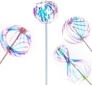 Spinner Wand Toy for Adults, Colorful Wand for Party and Festivals.(Color) 4 Pack Magic Rave Bubble Wand,Rainbow Spinner Utah pesky Toy,Rainbow Twirler Stick,Bubble 