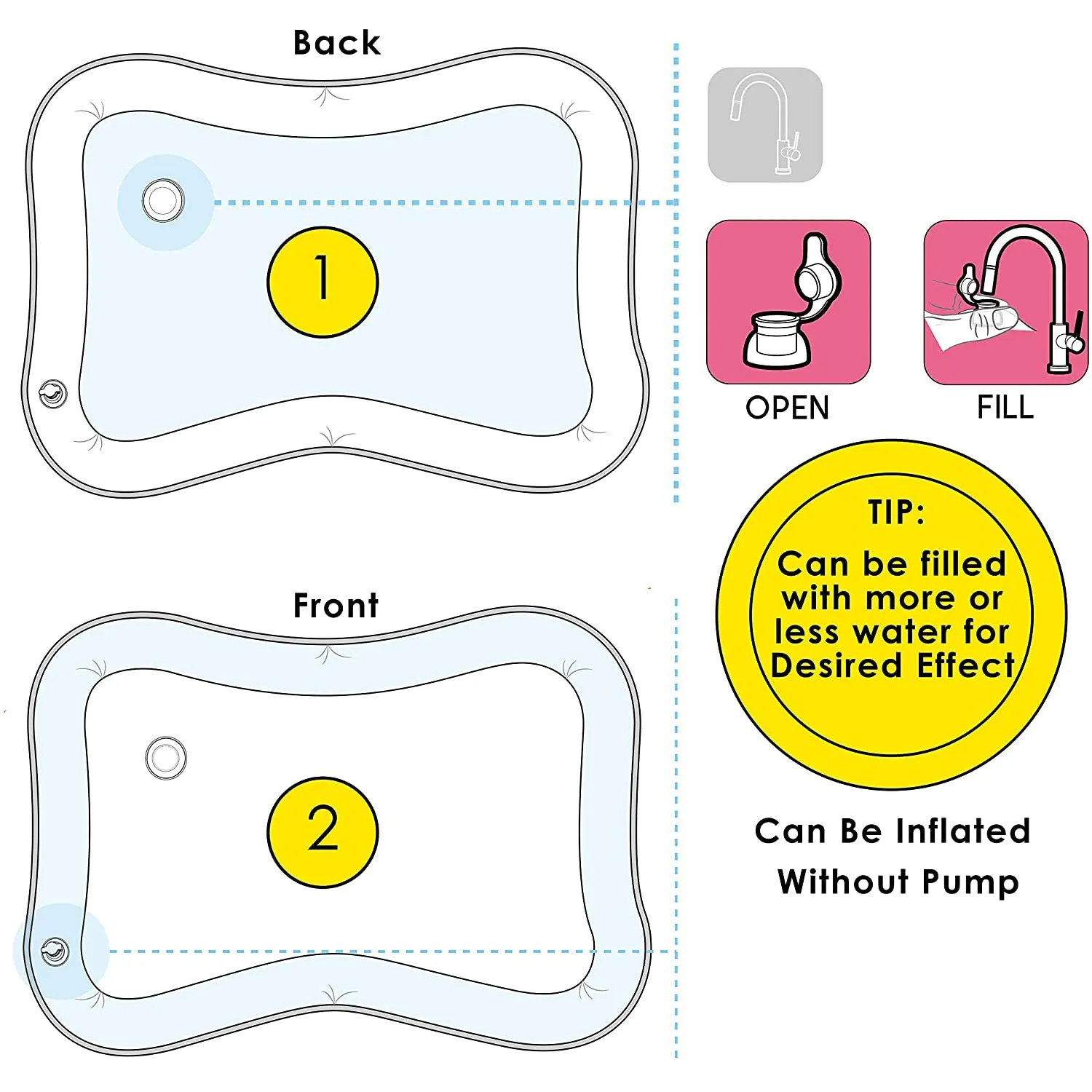 Splashin' Kids Inflatable Tummy Time Premium Water Mat Infants and Toddlers