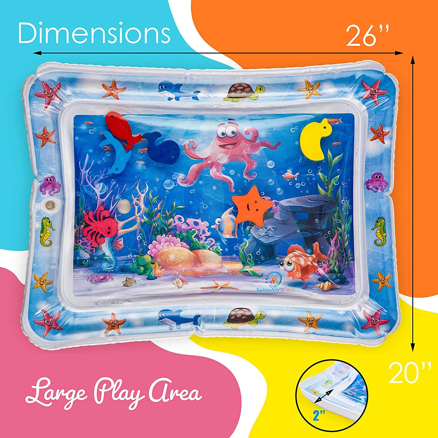 Splashin' Kids Inflatable Tummy Time Premium Water Mat Infants and Toddlers