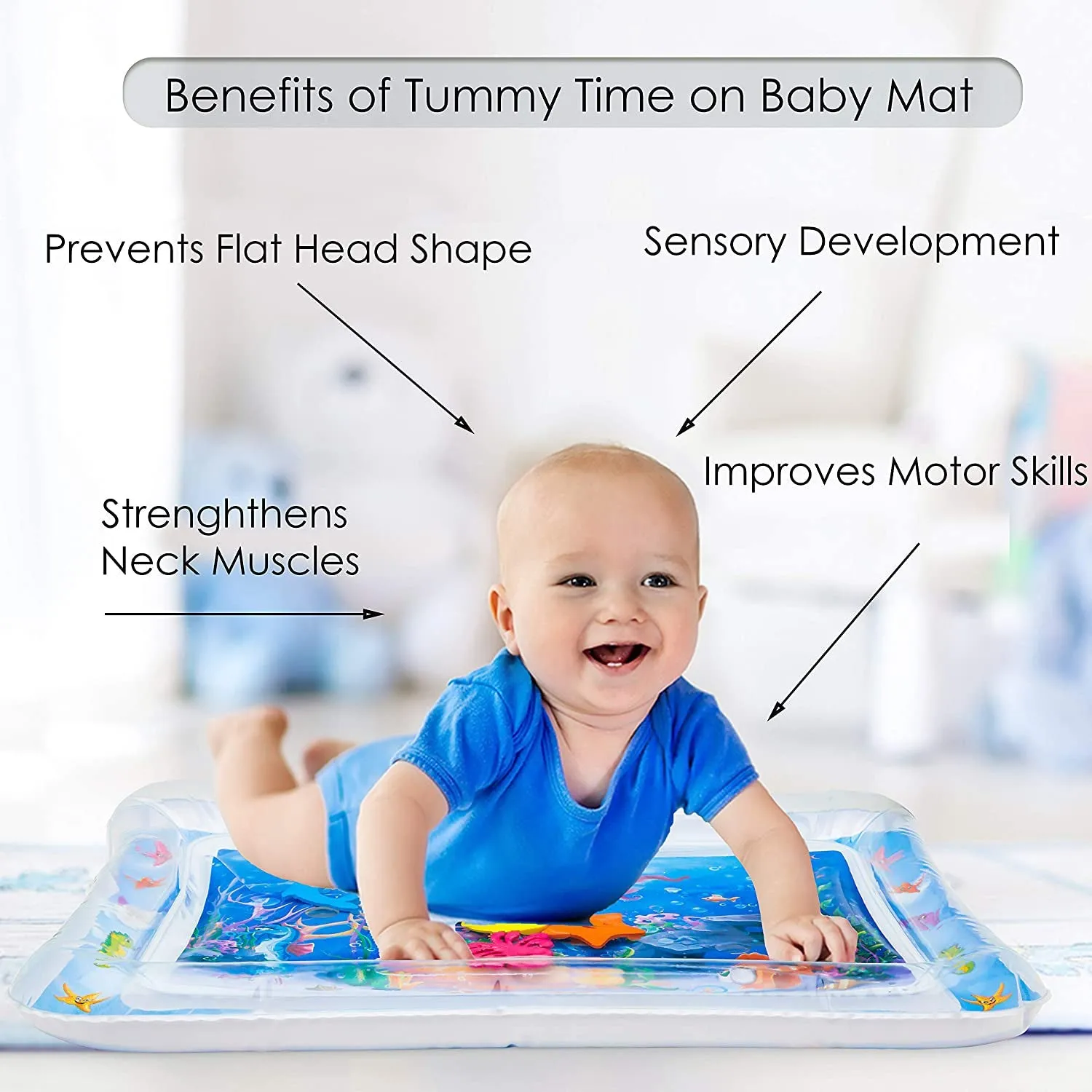 Splashin' Kids Inflatable Tummy Time Premium Water Mat Infants and Toddlers