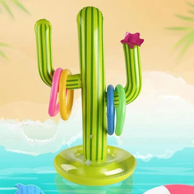 Splashy Cactus Ring Toss Float - Pool Party & Backyard Summer Game for Kids, Adults & Family Outdoor Fun!