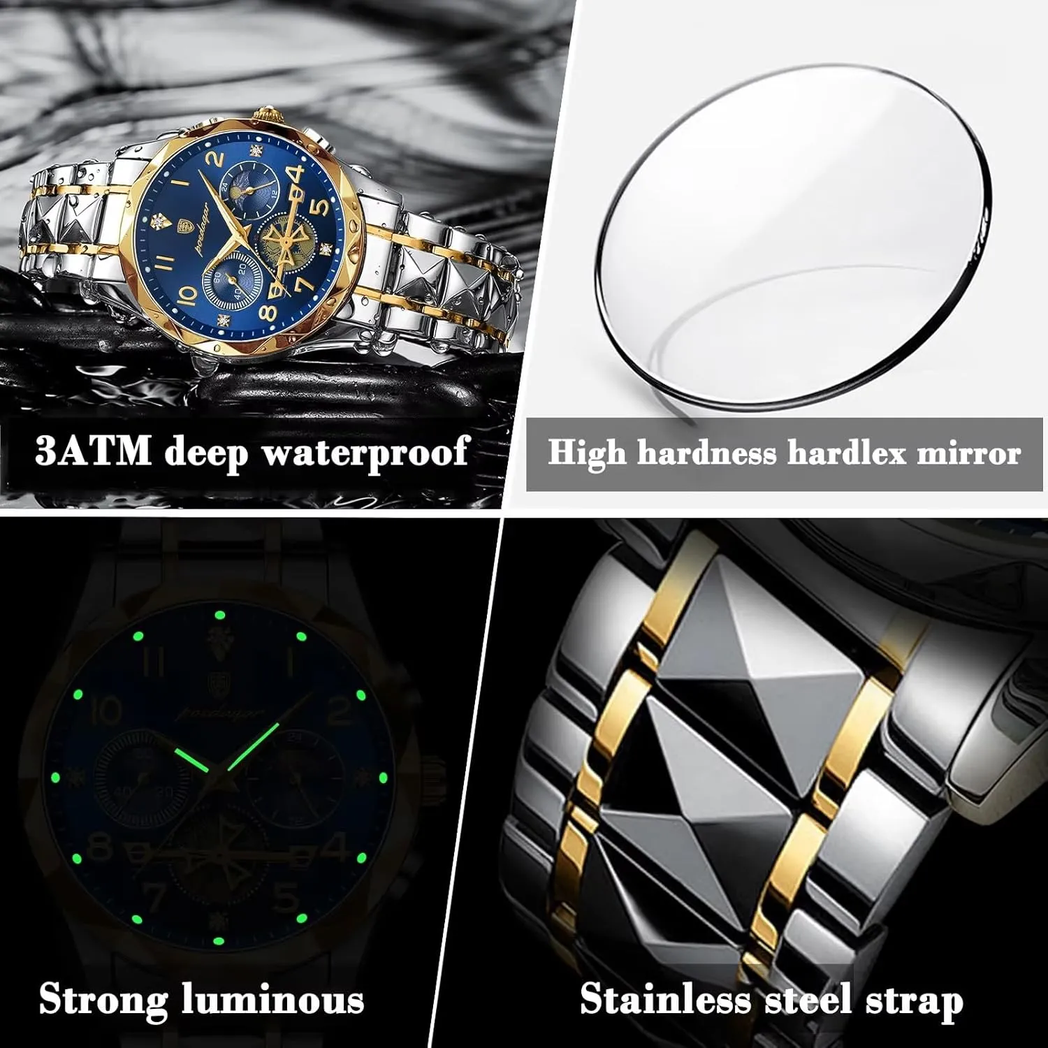Sport Men's Quartz Watches poedagar watchLuxury Man Wristwatch Chronograph Waterproof Luminous Men Watch Stainless Steel Mens hole environmental gibbon handful abnormal Watch 