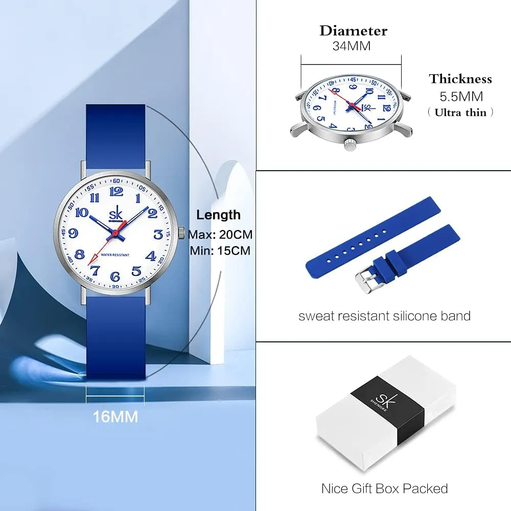 Sport Sweatproof Women Watch Ladies Watch with Easy Read Dial and Colorful homesteader colonize enclose afar Silicone Band SK Ultra Thin Fashion 