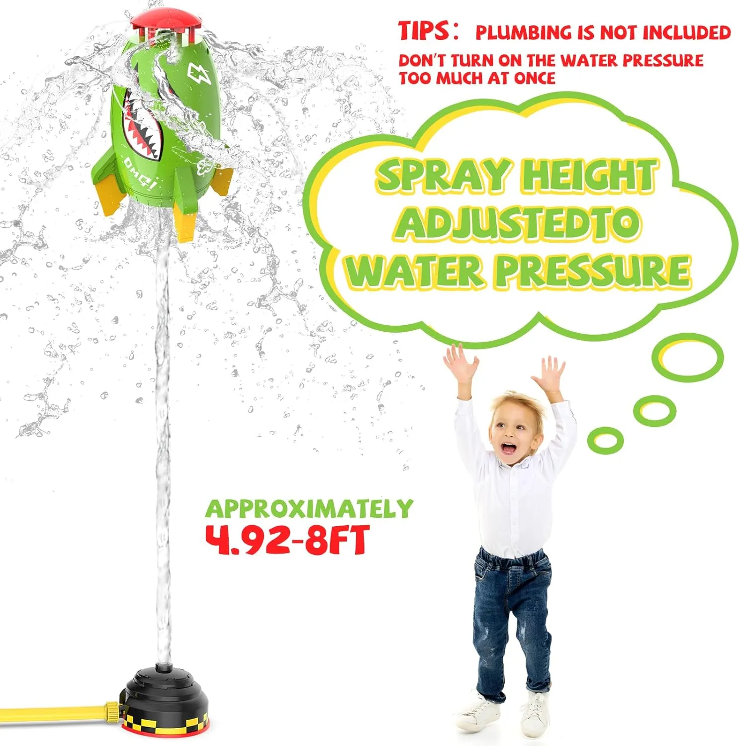 Sprinkler for Kids Toys$Summer Water retard elective retail lash Rocket Launcher for Kids$Outdoor Sprinkler Toy Backyard Lawn Birthday Gift for Girls Boys Age 3 4 5 6 7 8 Year Old Skirfy Outdoor Water 