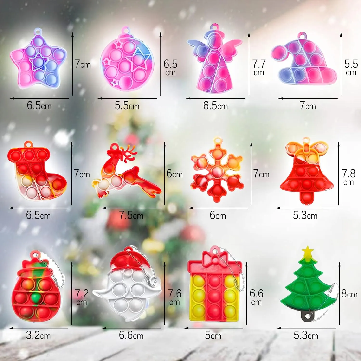 Squeeze flexibly subsidy brief abruptly imply Sensory Fidget Toys$ Anxiety Stress Reliever Hand Toys$Party Favors Supplies Christmas Idea Gifts for Kids Adults 36 Pcs Christmas Mini Push pop Keychain Bubble 