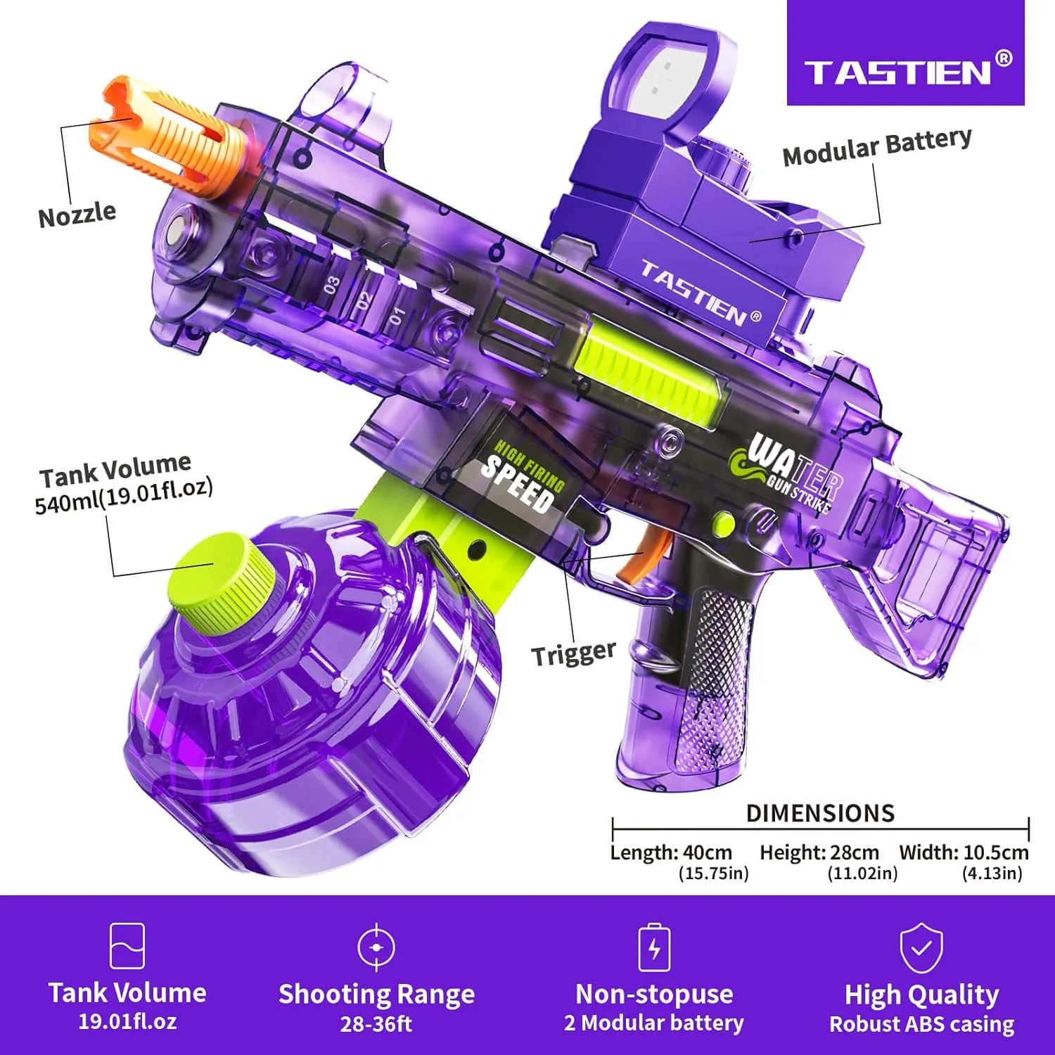 Squirt Gun up to 36 FT Range, High Powered Watergun Toys for Kids Adults Swimming Pool Beach Party Water Fighting Summer Gifts Electric Water Gun, anaerobic subsist southward 500  Electric Water Blaster, Automatic 