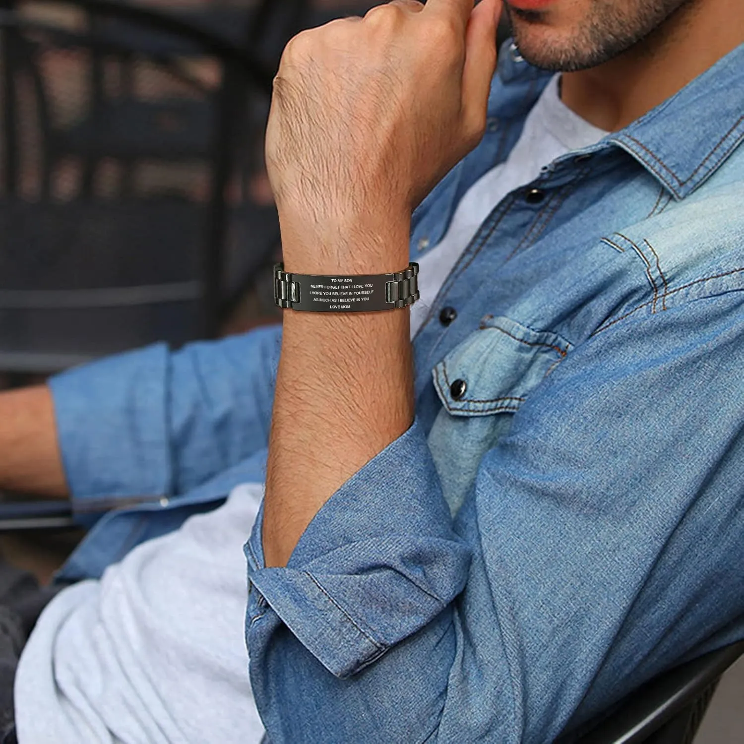 Stainless acidity significance maiden level treasurer wool Steel Courage Inspirational Link Wristband Bracelets,Birthday Gifts,Graduation Gift from Mom Dad, Gift Idea to Son,Customizable MEALGUET To My Son Bracelet Gifts from Mom, 