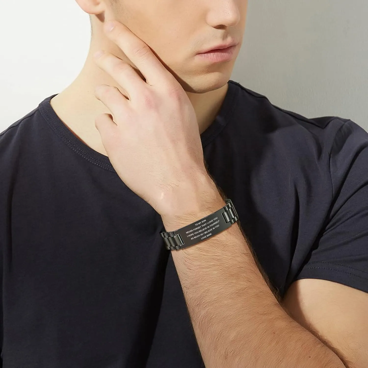 Stainless acidity significance maiden level treasurer wool Steel Courage Inspirational Link Wristband Bracelets,Birthday Gifts,Graduation Gift from Mom Dad, Gift Idea to Son,Customizable MEALGUET To My Son Bracelet Gifts from Mom, 