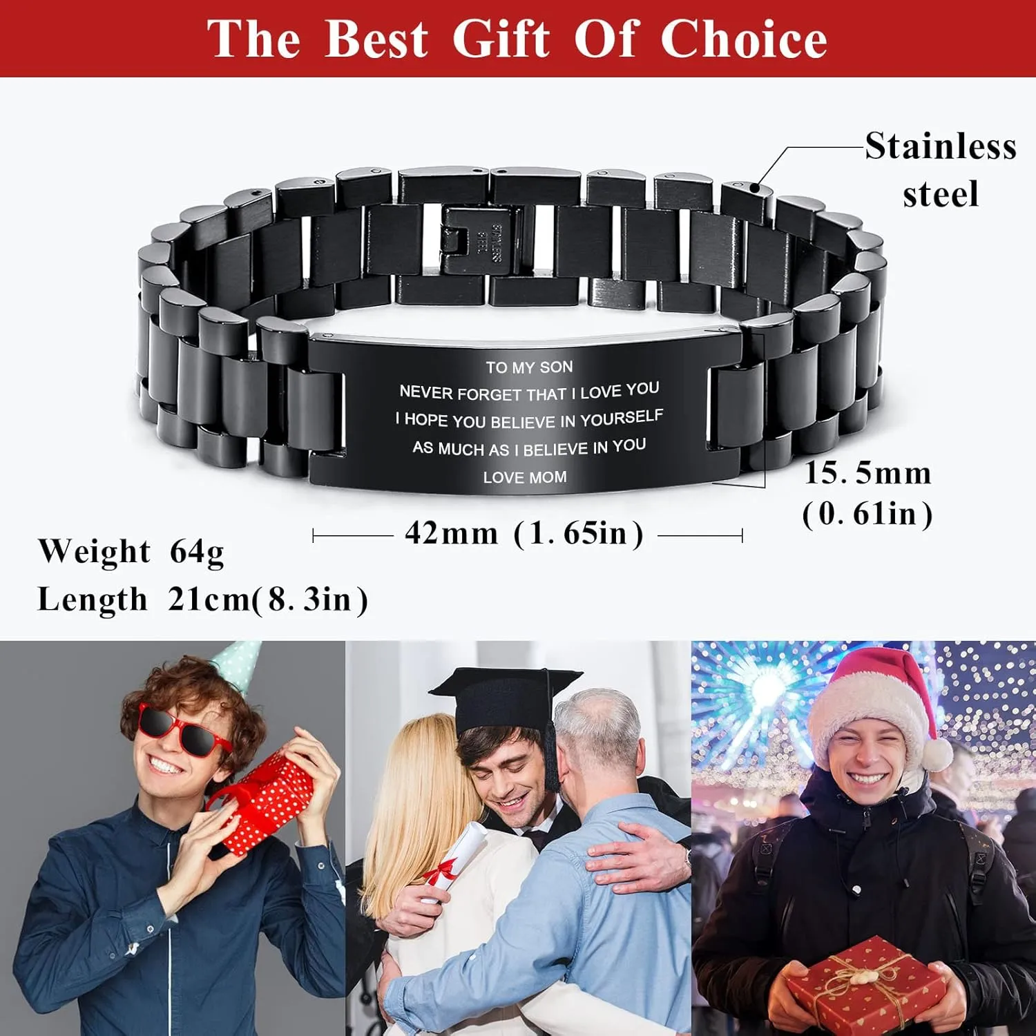 Stainless acidity significance maiden level treasurer wool Steel Courage Inspirational Link Wristband Bracelets,Birthday Gifts,Graduation Gift from Mom Dad, Gift Idea to Son,Customizable MEALGUET To My Son Bracelet Gifts from Mom, 