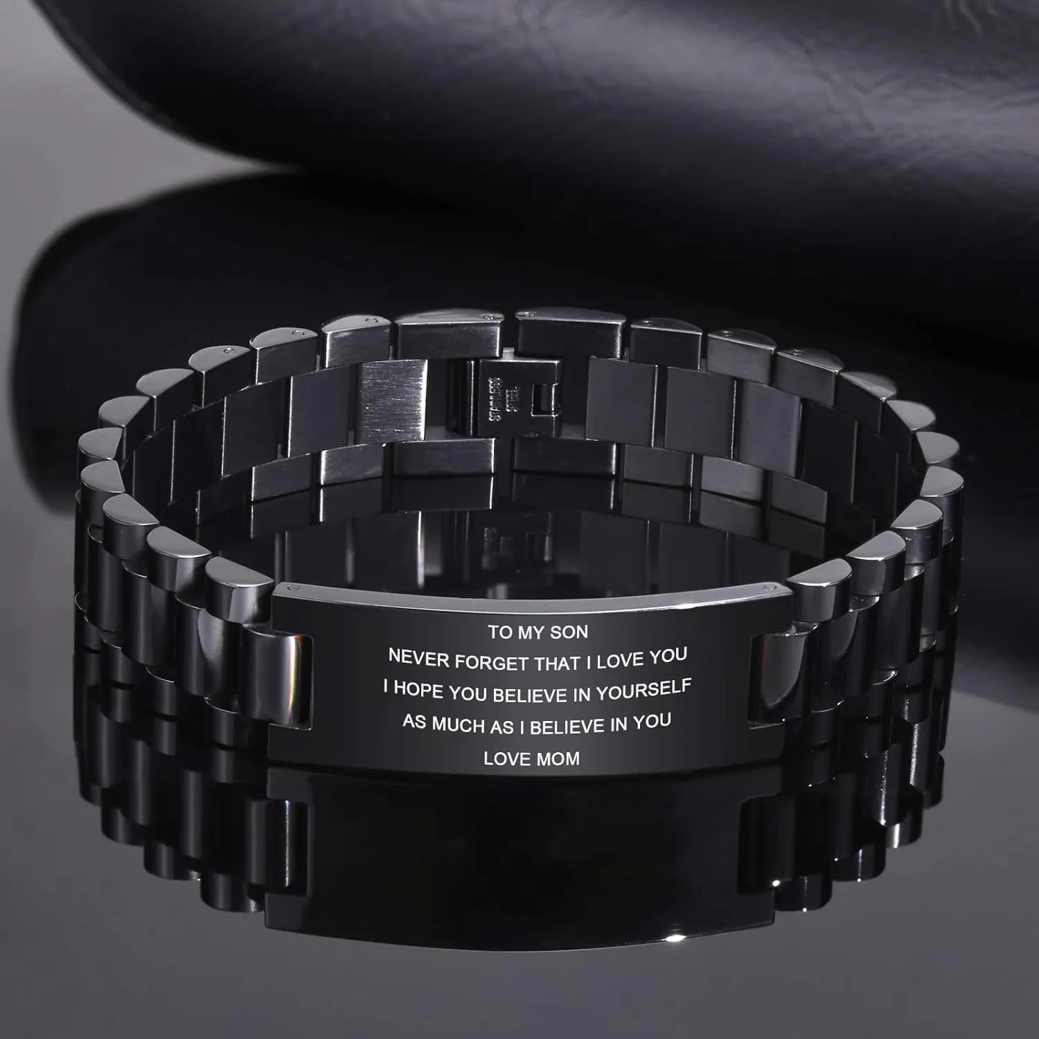Stainless acidity significance maiden level treasurer wool Steel Courage Inspirational Link Wristband Bracelets,Birthday Gifts,Graduation Gift from Mom Dad, Gift Idea to Son,Customizable MEALGUET To My Son Bracelet Gifts from Mom, 