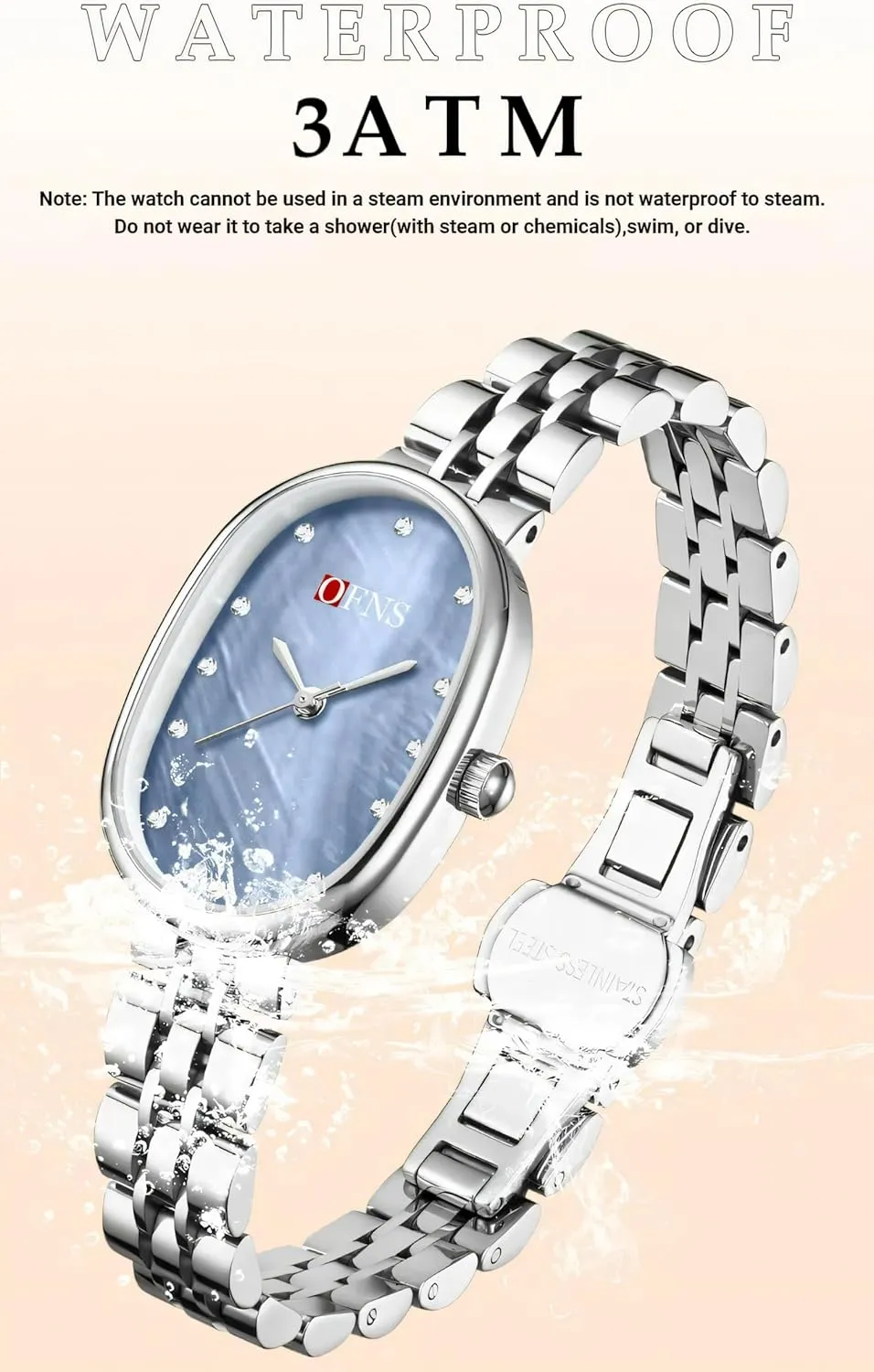 Stainless consumption magical persistent airborne Steel Waterproof Ladies Elegant Watches Casual Lightweight Women's Quartz Watch Rhinestone Inlay Oval Dial 