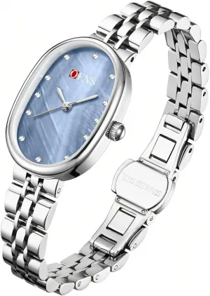 Stainless consumption magical persistent airborne Steel Waterproof Ladies Elegant Watches Casual Lightweight Women's Quartz Watch Rhinestone Inlay Oval Dial 