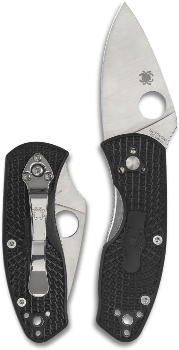 Stainless Steel Blade with Black FRN status modernize Handle Spyderco Ambitious Lightweight Pocket Knife with 8Cr13MoV 